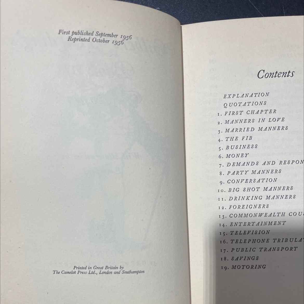 cilbert harding's book of manners book, by cilbert harding, 1956 Hardcover