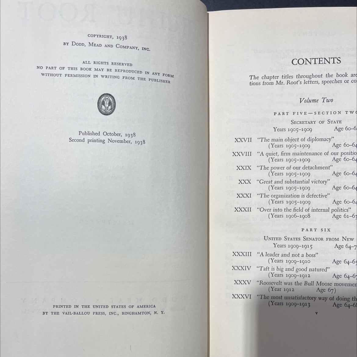 elihu root book, by philip c. jessup, 1938 Hardcover