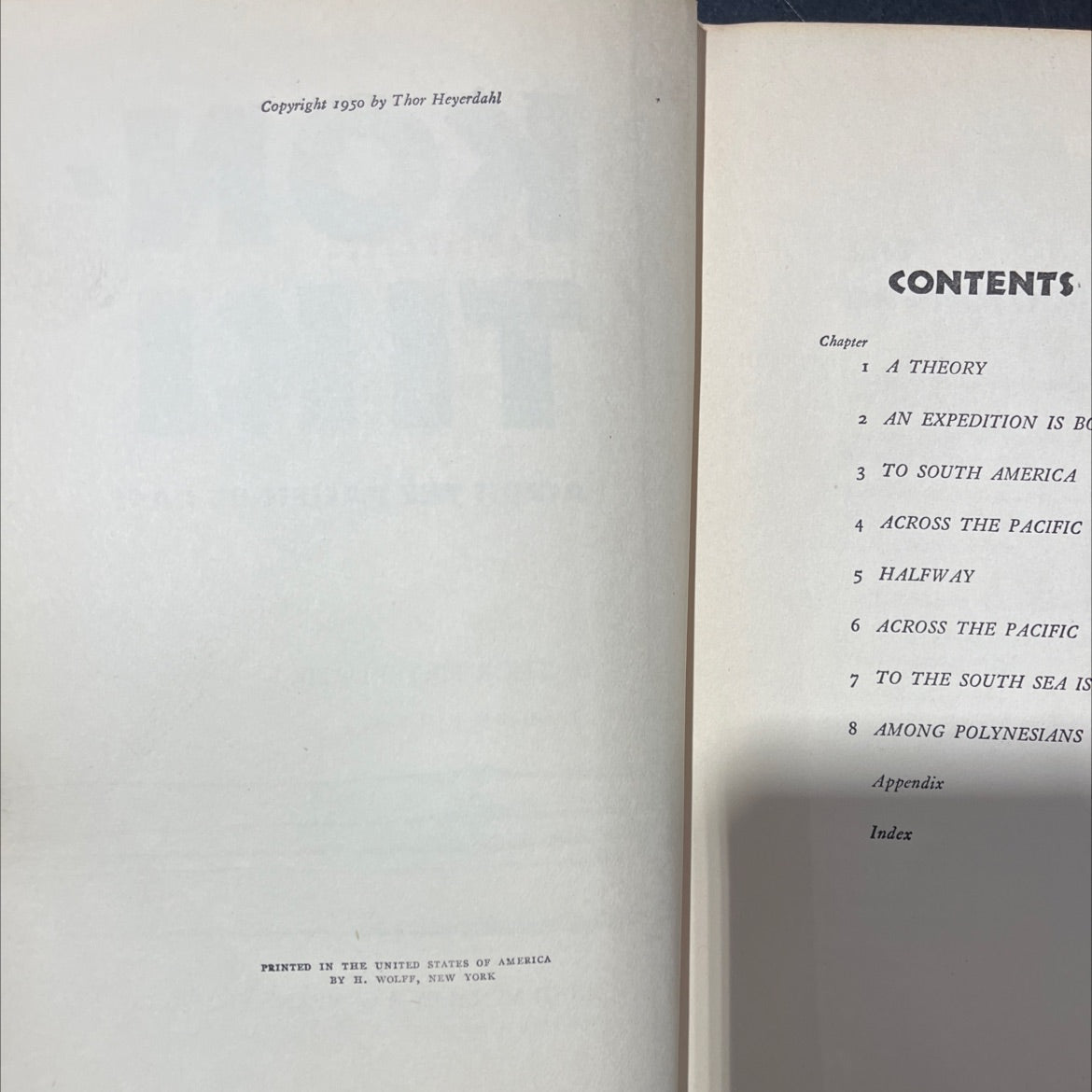 kon-tiki across the pacific by raft book, by thor heyerdahl, 1950 Hardcover