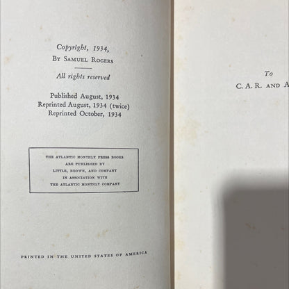 dusk at the grove book, by samuel rogers, 1934 Hardcover