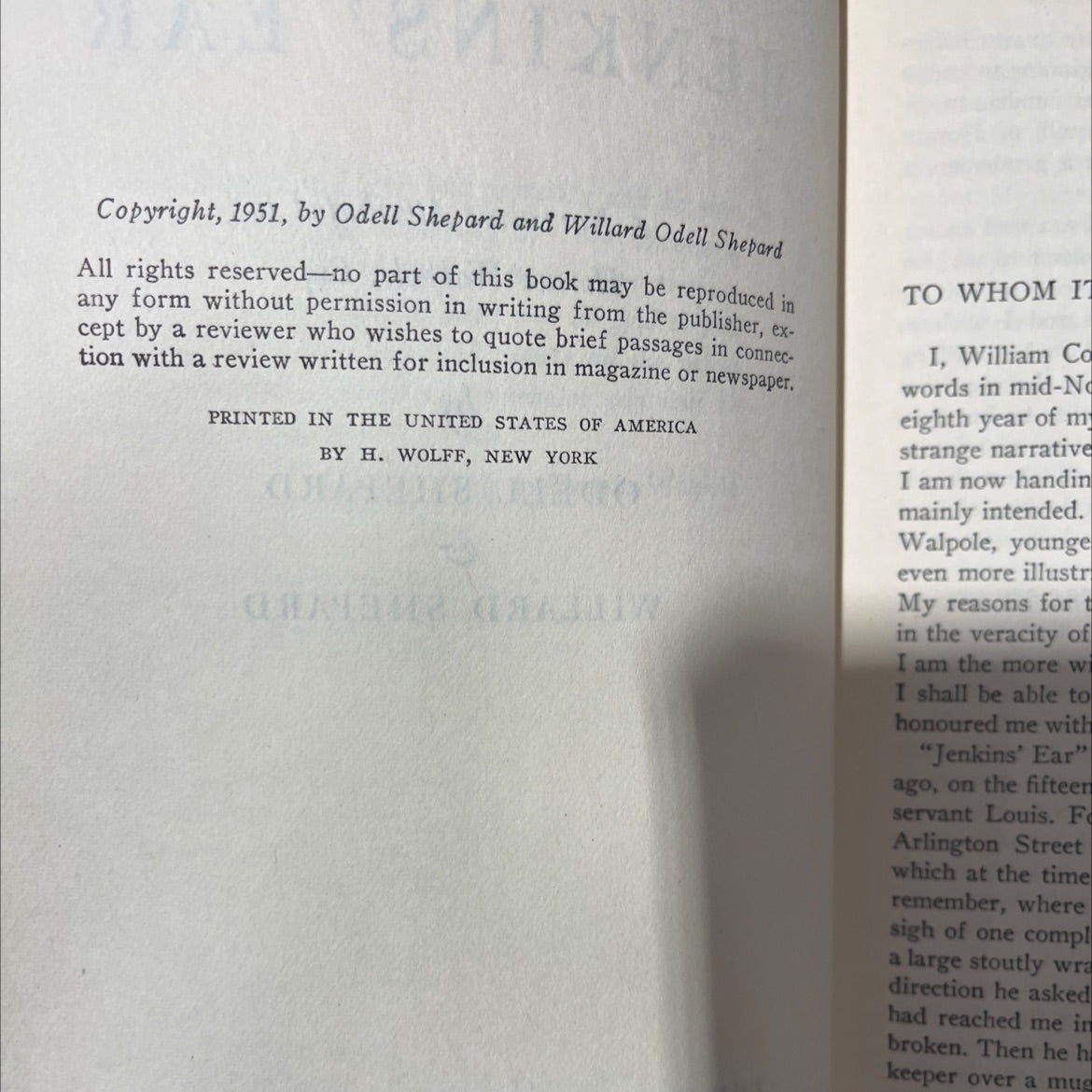 jenkins ear book, by odell shepard & willard shepard, 1951 Hardcover