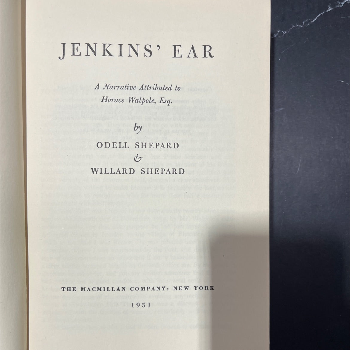 jenkins ear book, by odell shepard & willard shepard, 1951 Hardcover
