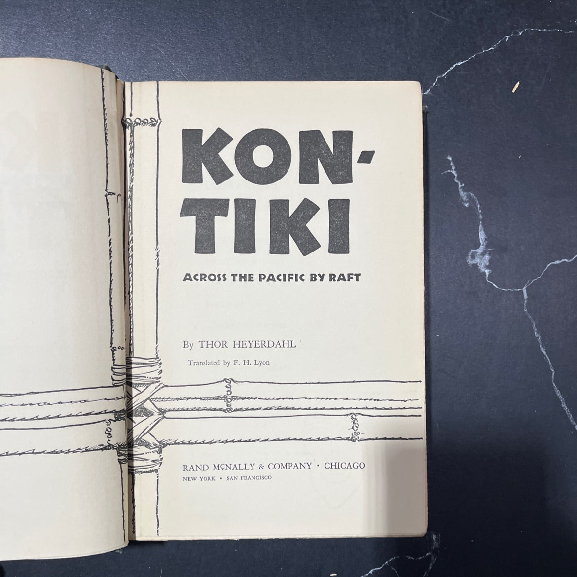 kon-tiki across the pacific by raft book, by thor heyerdahl, 1950 Hardcover