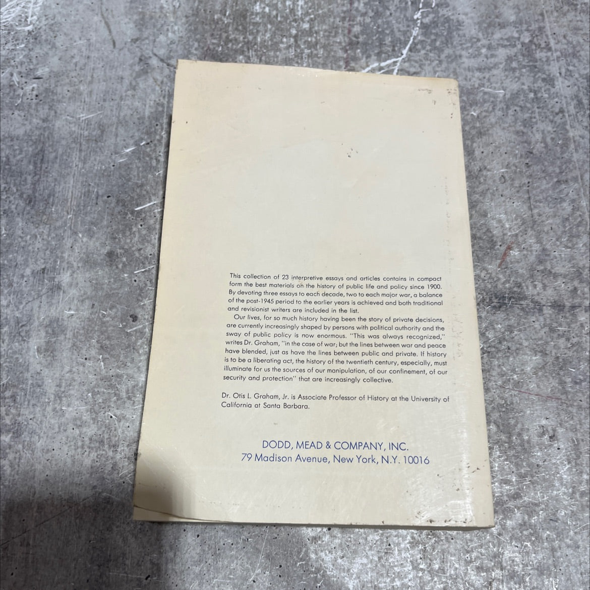 perspectives on 20th century america book, by otis l. graham, jr., 1973 Paperback