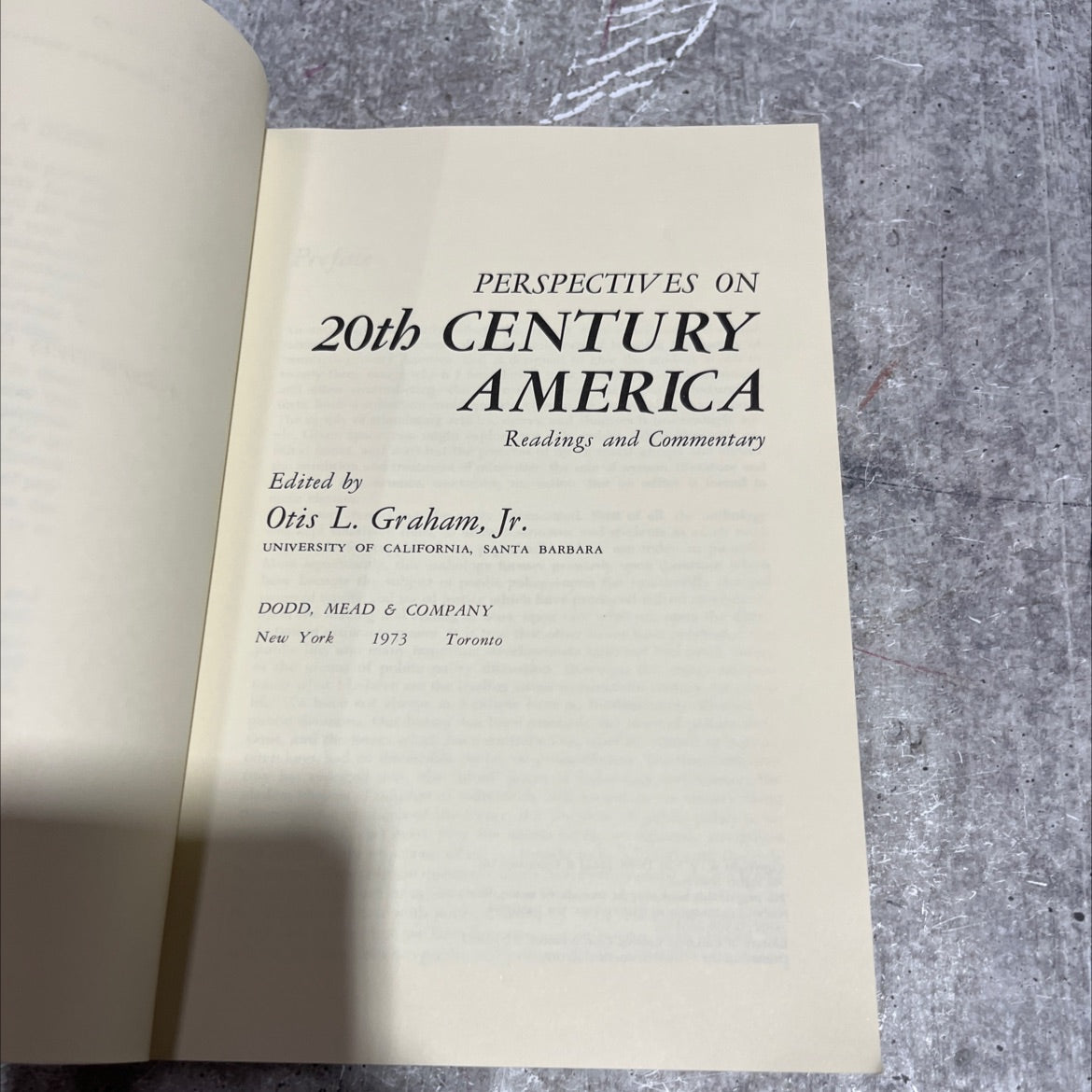 perspectives on 20th century america book, by otis l. graham, jr., 1973 Paperback
