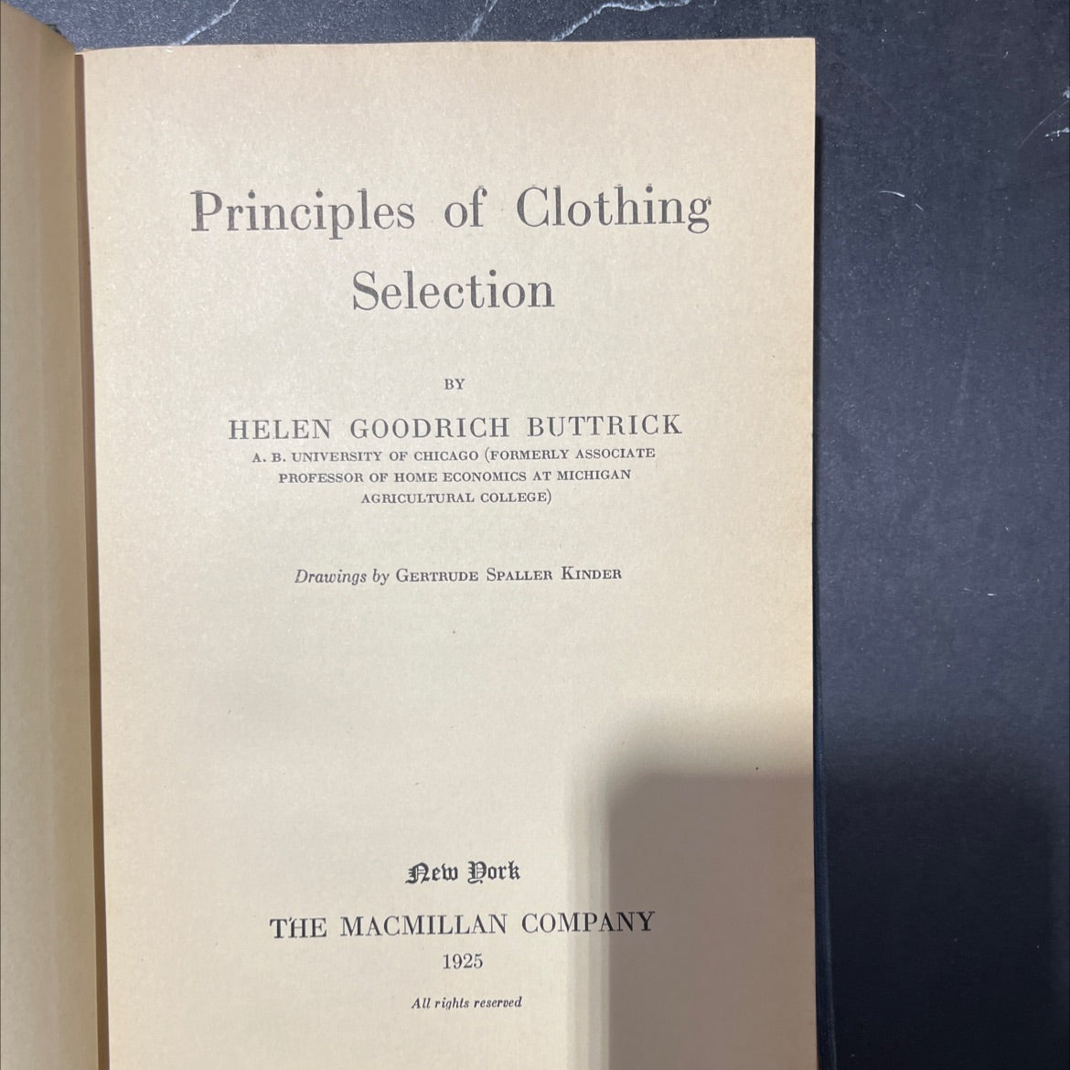 principles of clothing selection book, by helen goodrich buttrick, 1925 Hardcover