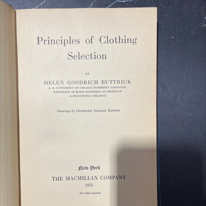 principles of clothing selection book, by helen goodrich buttrick, 1925 Hardcover