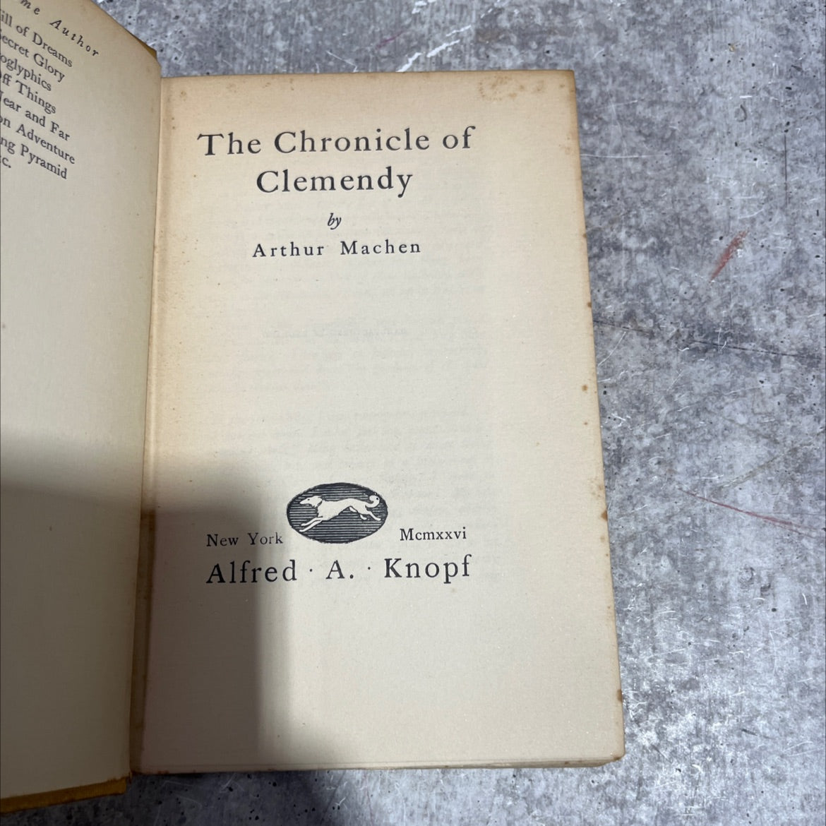 the chronicle of clemendy book, by arthur machen, 1926 Hardcover