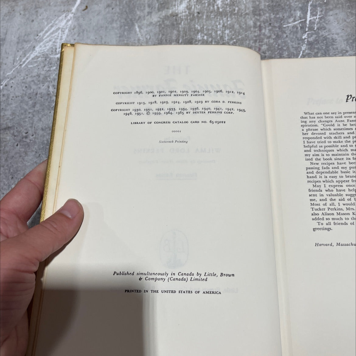 the fannie farmer cookbook book, by wilma lord perkins, 1965 Hardcover