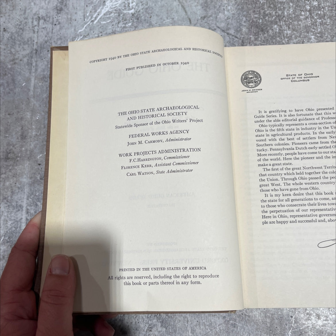 the ohio guide book, by workers of the writers' program of the work projects administration in the state of ohio, 1940