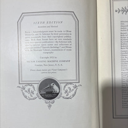 the victrola book of the opera stories of the operas with illustrations & descriptions of victor opera records book, by
