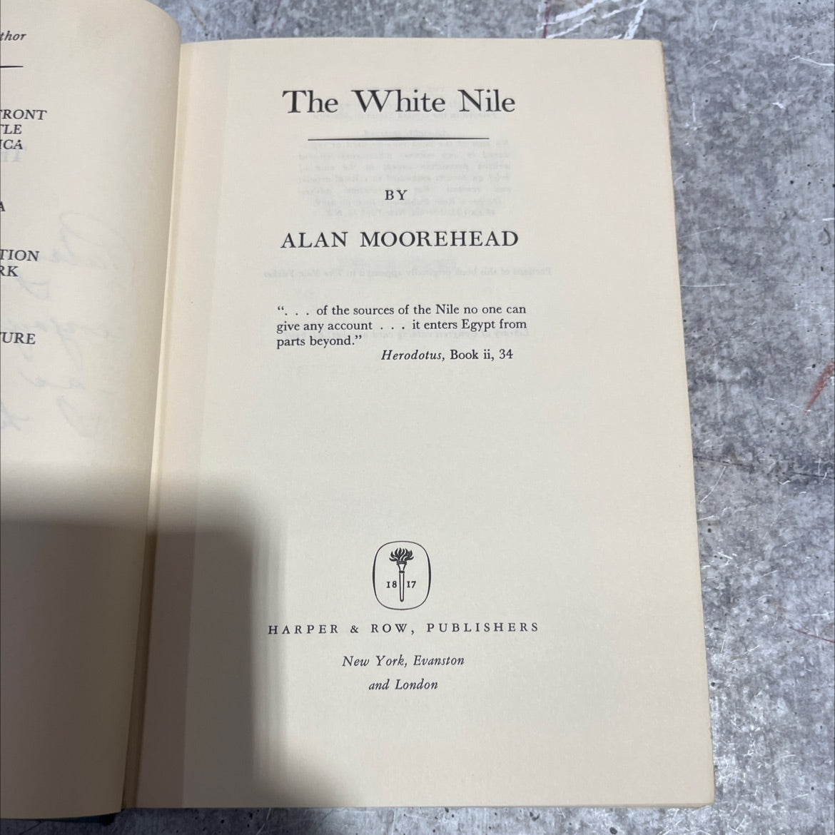 the white nile book, by alan moorehead, 1960 Hardcover
